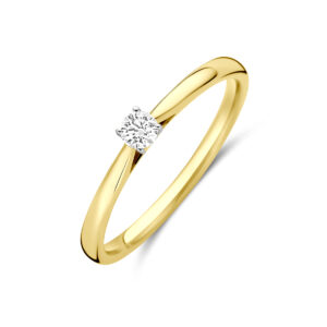 ring lab grown diamant 0.10ct h si 14K bicolor goud geel/wit