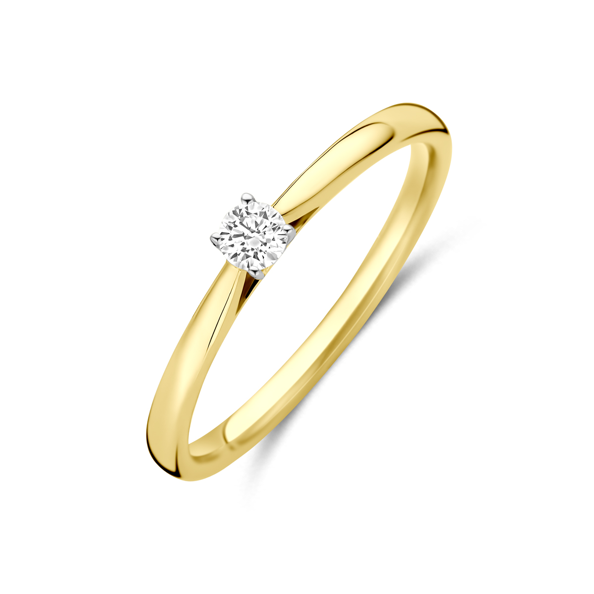 ring lab grown diamant 0.10ct h si 14K bicolor goud geel/wit