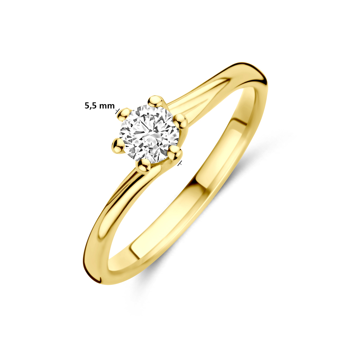 ring lab grown diamant 0.30ct g vs 14K geelgoud - Afbeelding 5