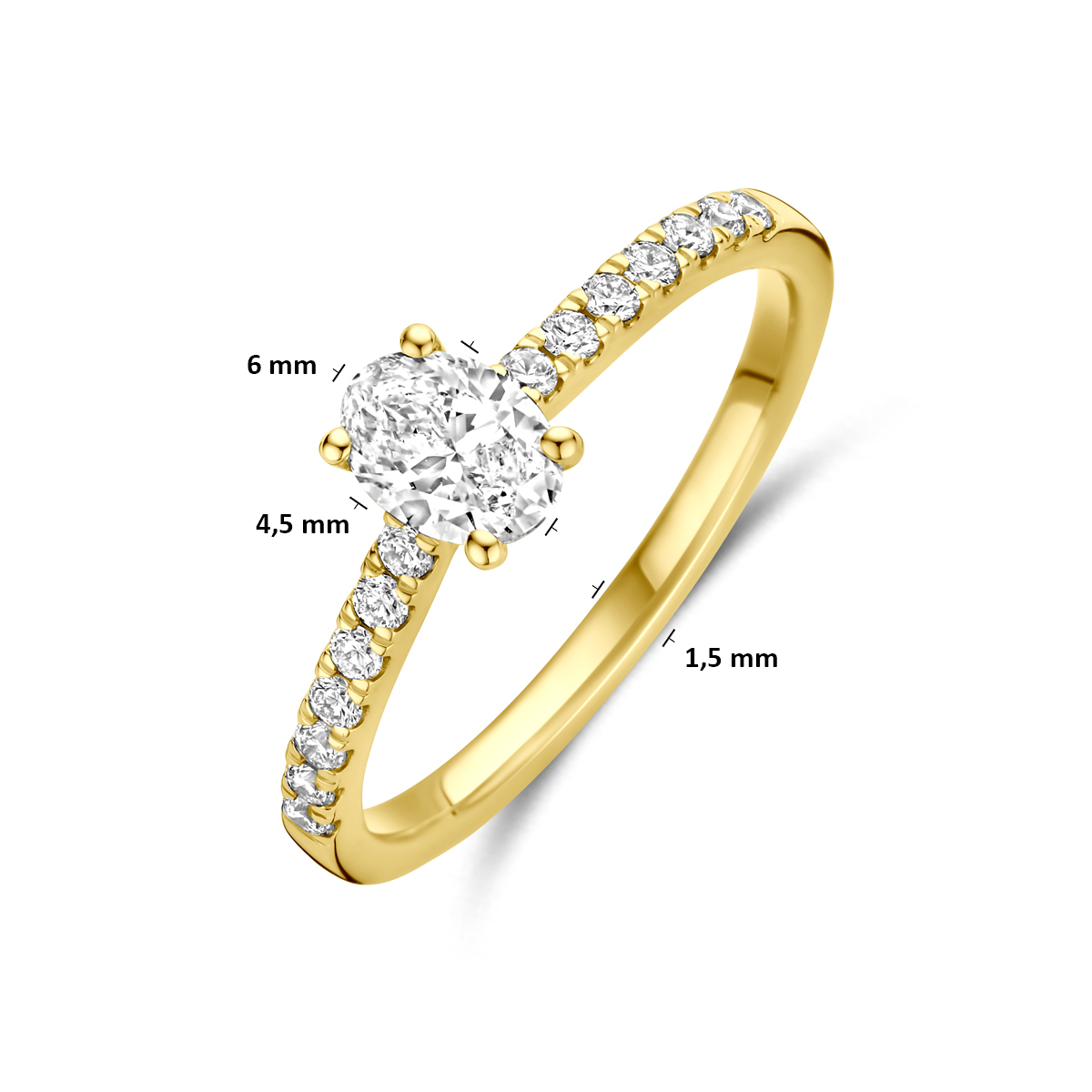 ring lab grown diamant 0.58ct g vs 14K geelgoud - Afbeelding 5