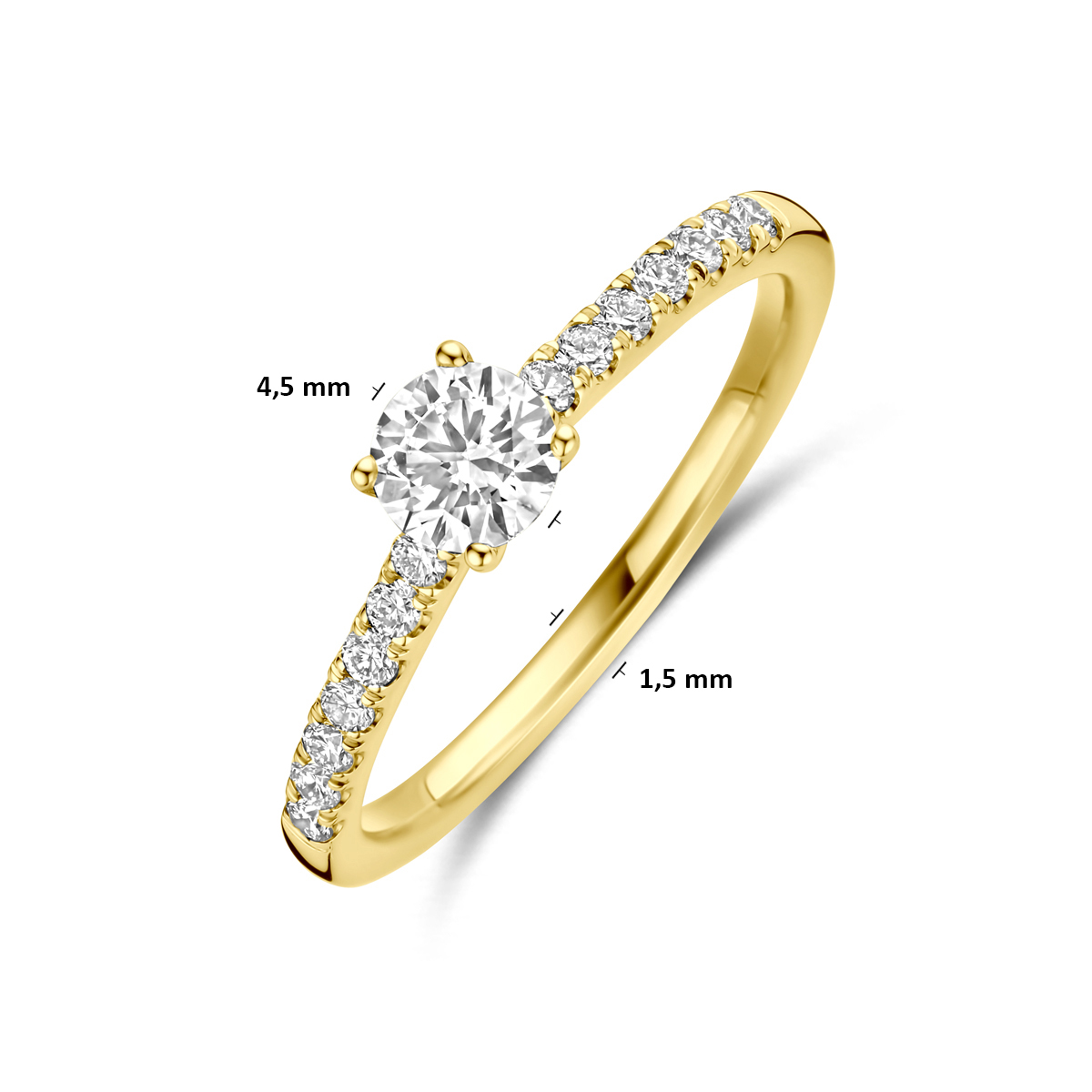 ring lab grown diamant 0.58ct g vs 14K geelgoud - Afbeelding 5