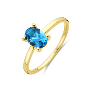 ring london blue topaas 14K geelgoud