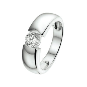 ring zirkonia zilver gerhodineerd