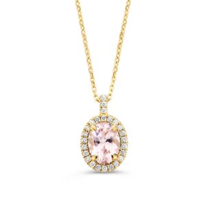 Collier geelgoud morganiet + briljant