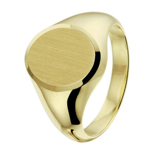 graveerring massief mat gediamanteerd 14K geelgoud