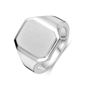 graveerring poli/mat zilver wit