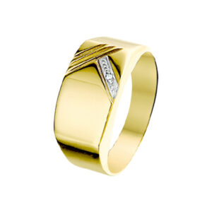 ring diamant 0.005ct h p1 14K geelgoud