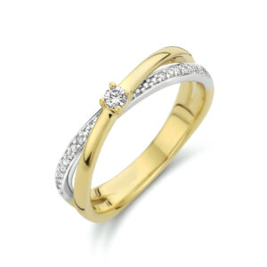 ring diamant 0.13ct h si 14K bicolor goud geel/wit