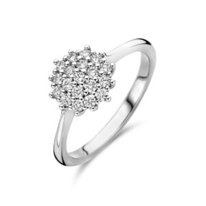 ring diamant 0.32ct h si rozet 14K witgoud