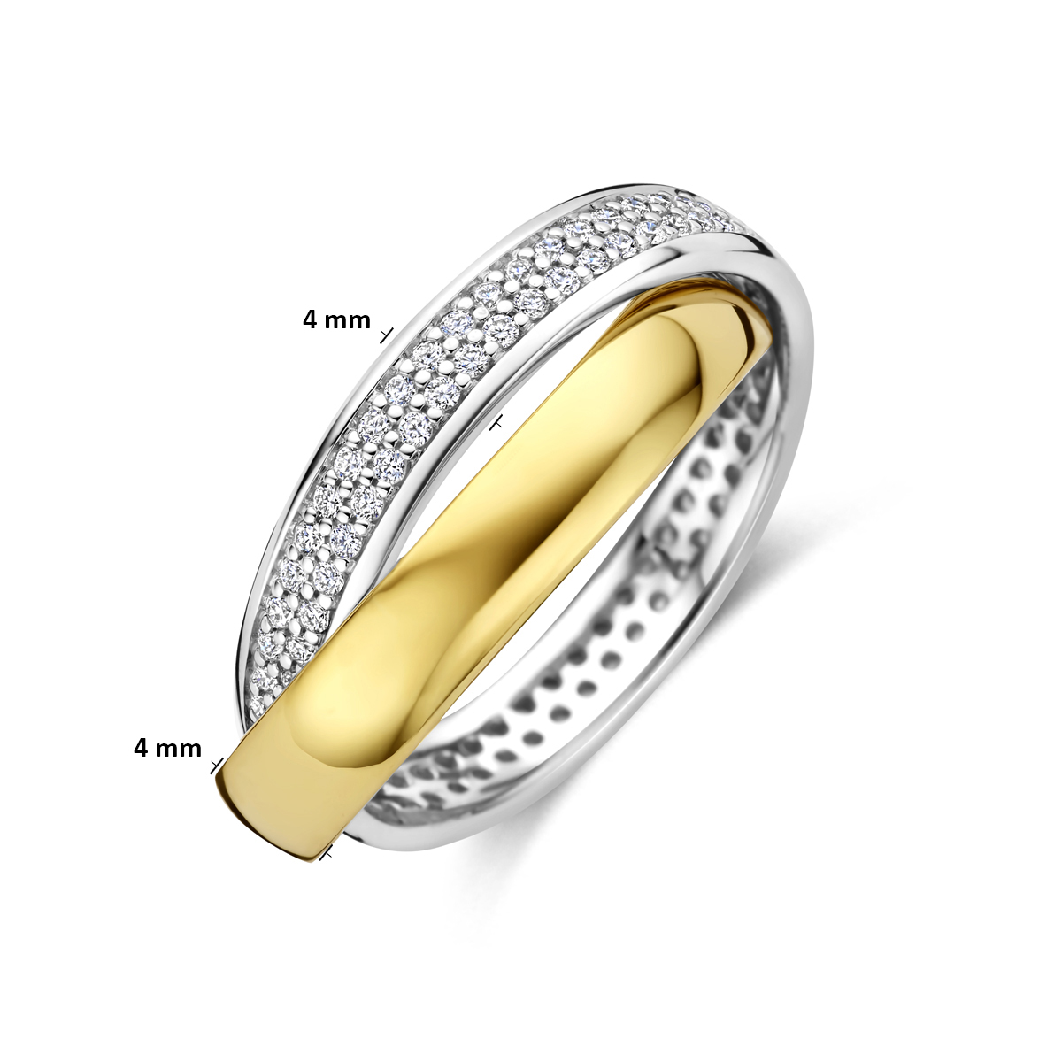 ring diamant 0.54ct h si 14K bicolor goud geel/wit - Afbeelding 5