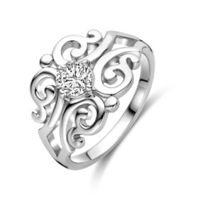 ring filigrain zirkonia zilver gerhodineerd