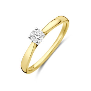 ring lab grown diamant 0.25ct h si 14K bicolor goud geel/wit