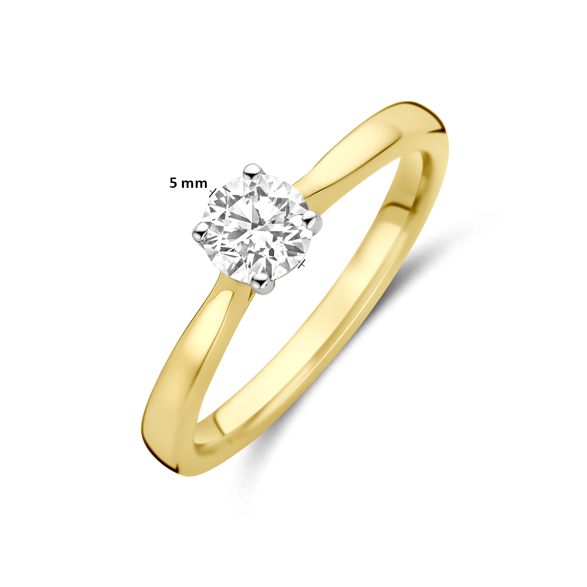 ring lab grown diamant 0.50ct h si 14K bicolor goud geel/wit - Afbeelding 5