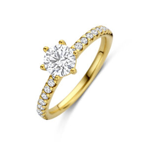 ring lab grown diamant 0.98ct f vs 14K geelgoud