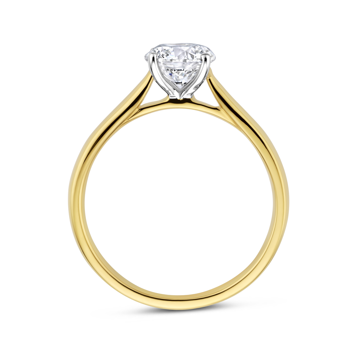 ring lab grown diamant 1.00ct h si 14K bicolor goud geel/wit - Afbeelding 3