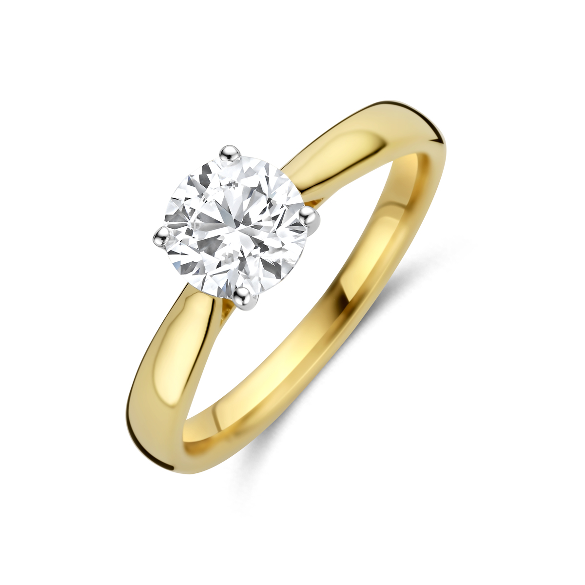 ring lab grown diamant 1.00ct h si 14K bicolor goud geel/wit