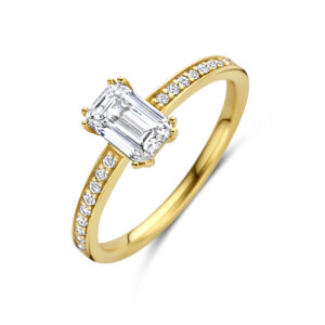 ring lab grown diamant 1.02ct f vs 14K geelgoud