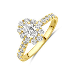 ring lab grown diamant 1.29ct h si 14K geelgoud