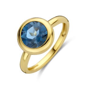ring london blue topaas 14K geelgoud