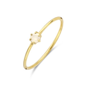 ring met geboortesteen maansteen juni 14K geelgoud