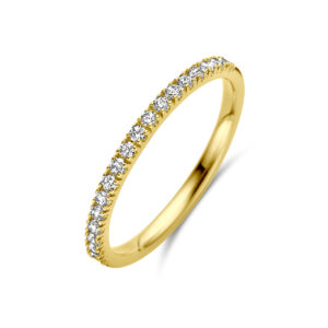 ring met geboortesteen zirkonia april 14K geelgoud