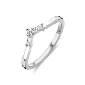 ring v zirkonia zilver gerhodineerd