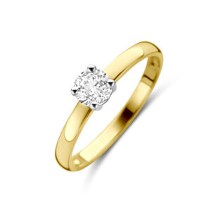 ring zirkonia 14K bicolor goud geel/wit