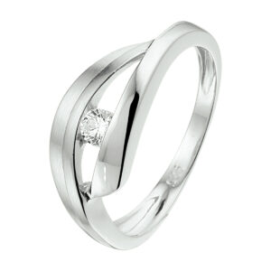 ring zirkonia poli/mat zilver gerhodineerd