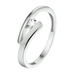 ring zirkonia poli/mat zilver gerhodineerd