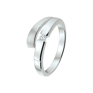ring zirkonia poli/mat zilver gerhodineerd