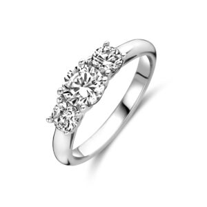 ring zirkonia zilver gerhodineerd