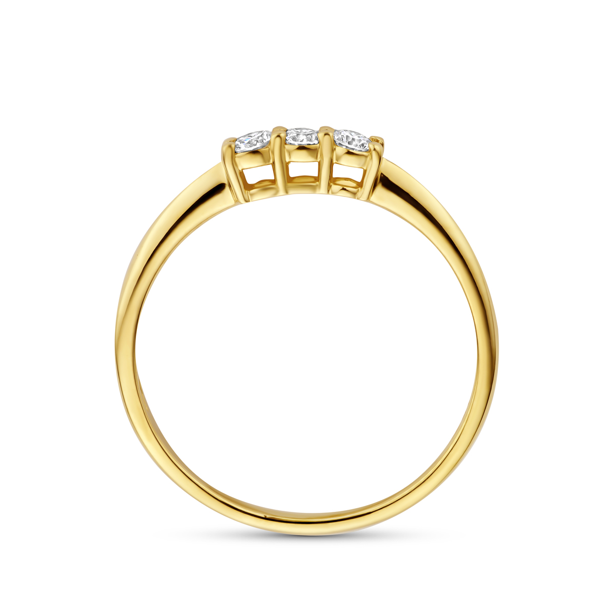 trilogie ring lab grown diamant 0.15ct g vs 14K geelgoud - Afbeelding 3