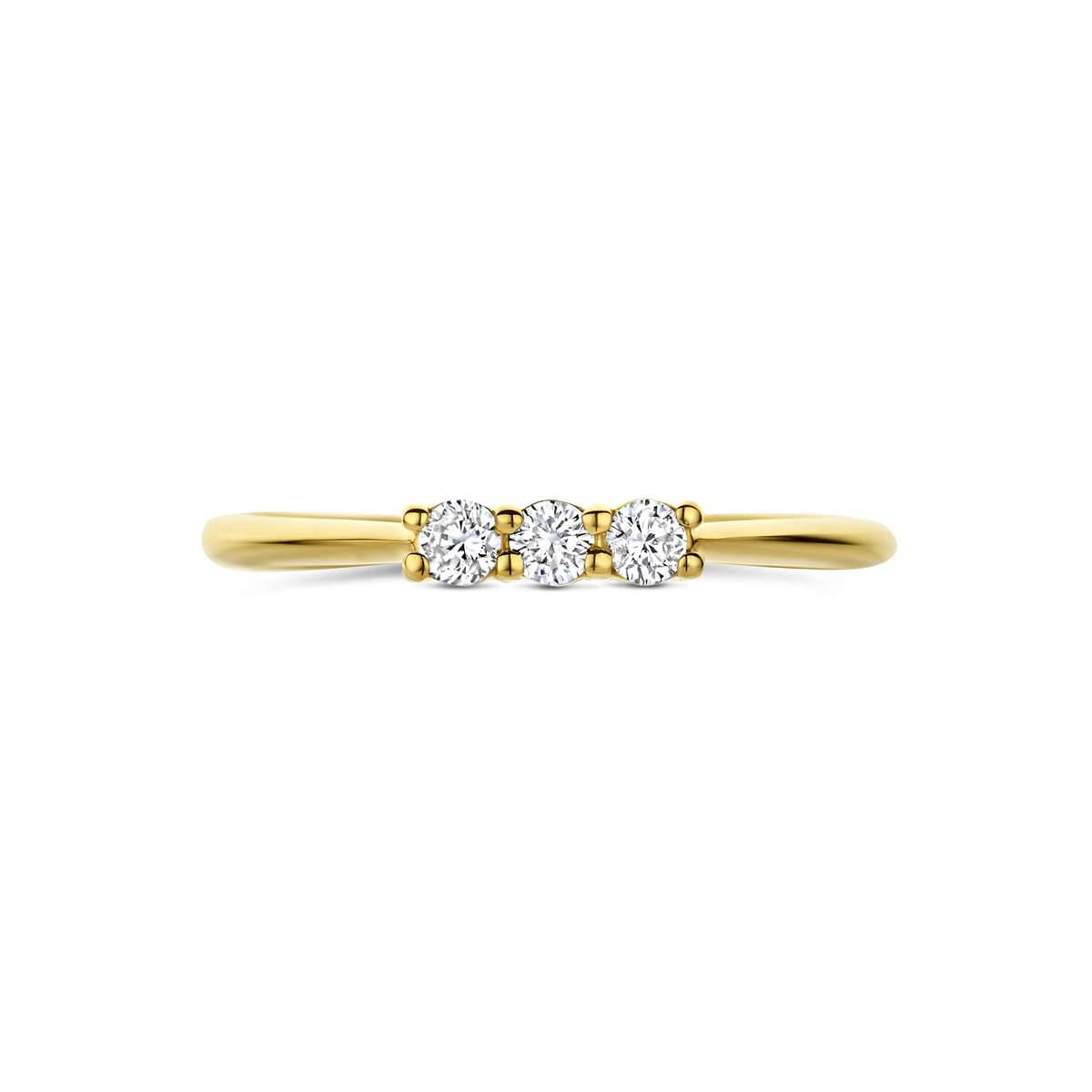 trilogie ring lab grown diamant 0.15ct g vs 14K geelgoud - Afbeelding 4