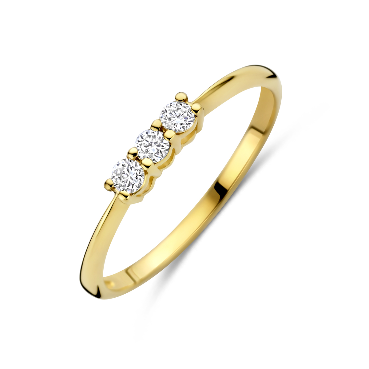 trilogie ring lab grown diamant 0.15ct g vs 14K geelgoud