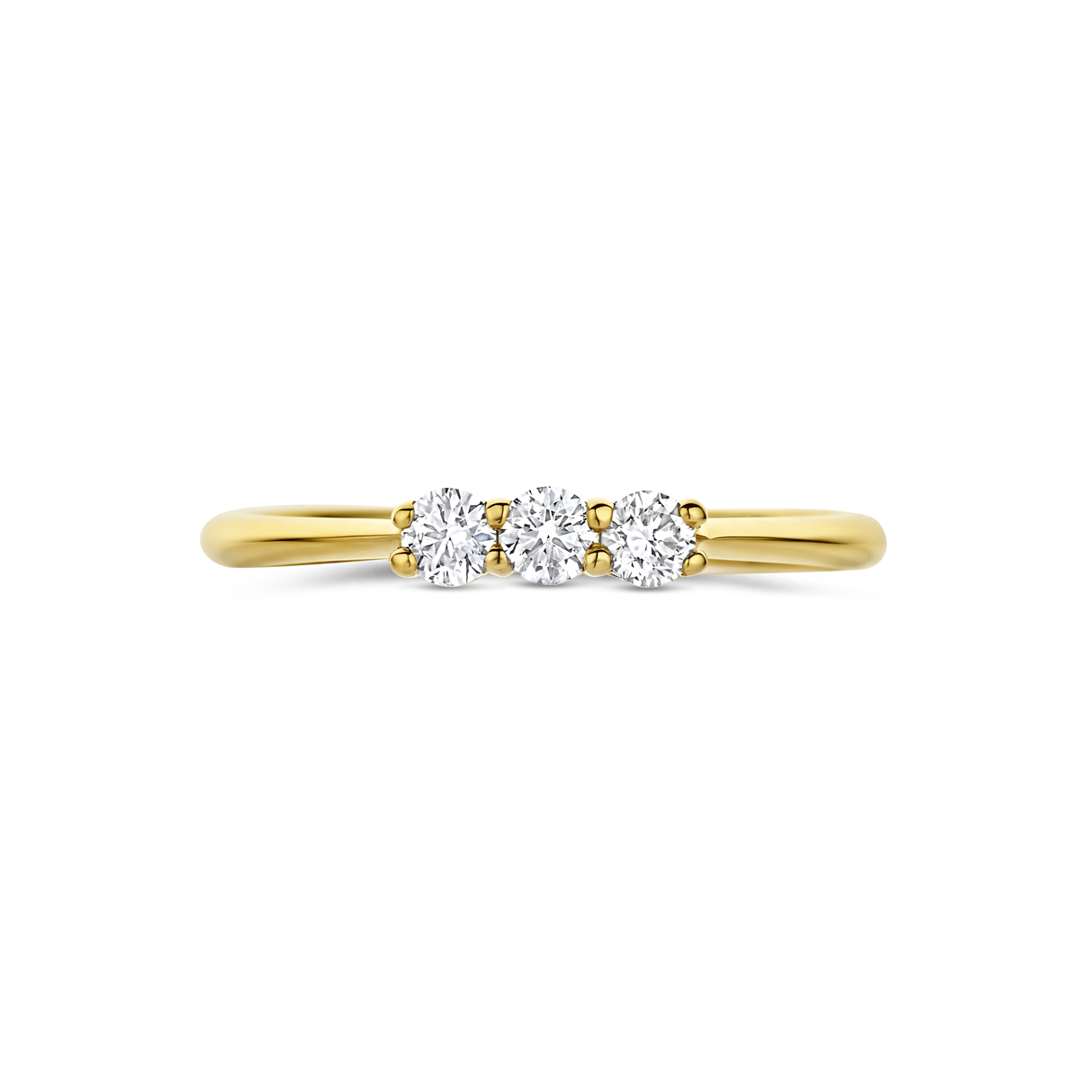 trilogie ring lab grown diamant 0.24ct g vs 14K geelgoud - Afbeelding 4