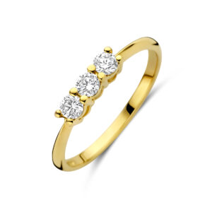 trilogie ring lab grown diamant 0.30ct g vs 14K geelgoud