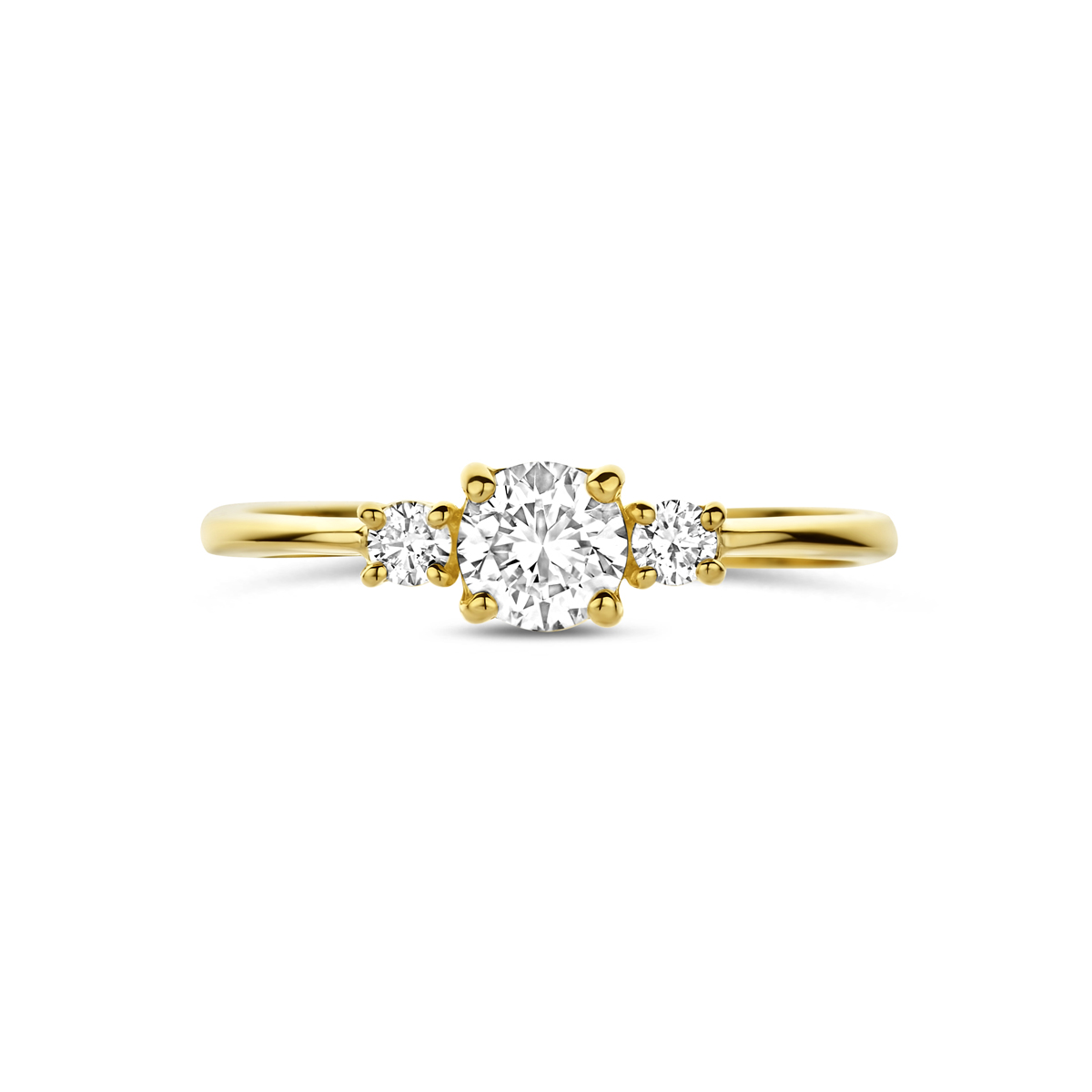 trilogie ring lab grown diamant 0.50ct g vs 14K geelgoud - Afbeelding 4