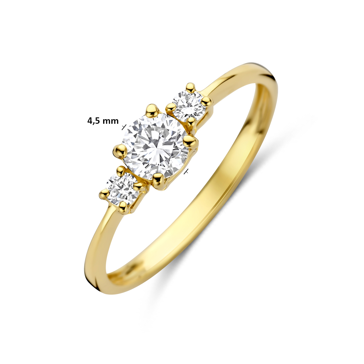 trilogie ring lab grown diamant 0.50ct g vs 14K geelgoud - Afbeelding 5