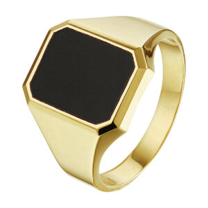 zegelring massief onyx 14K geelgoud