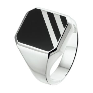zegelring massief onyx zilver wit
