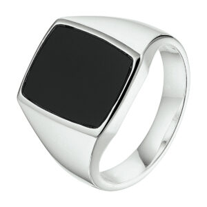 zegelring massief onyx zilver wit