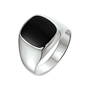 zegelring massief onyx zilver wit