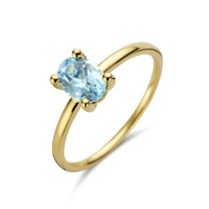 ring blauw topaas 14K geelgoud