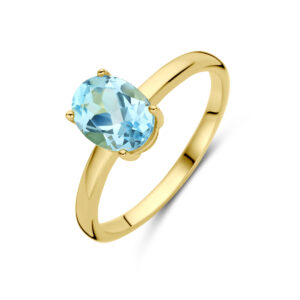 ring blauw topaas 14K geelgoud