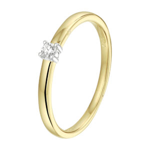 ring diamant 0.05ct h si 14K bicolor goud geel/wit