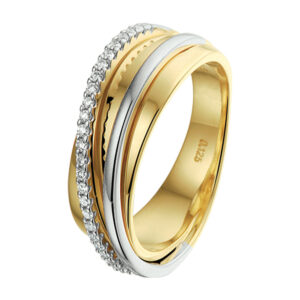 ring diamant 0.125ct h si 14K bicolor goud geel/wit