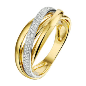 ring diamant 0.22ct h si 14K bicolor goud geel/wit