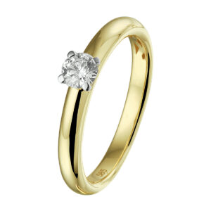 ring diamant 0.25ct h si 14K bicolor goud geel/wit
