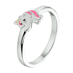 ring eenhoorn emaille zilver gerhodineerd
