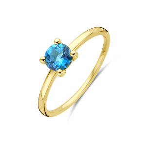 ring london blue topaas 14K geelgoud